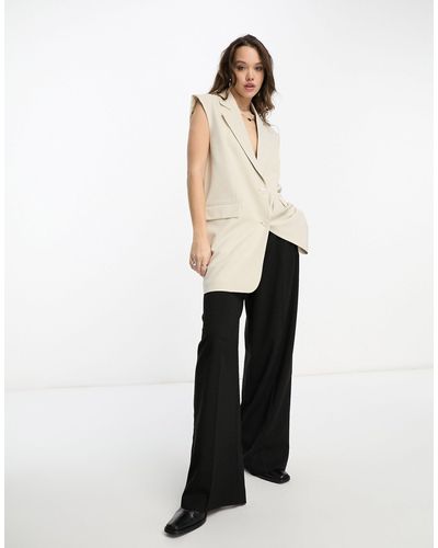 ONLY Blazer long sans manches - taupe - Blanc