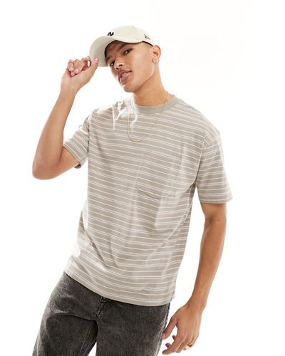 Abercrombie & Fitch Oversized Striped T-shirt - Grey