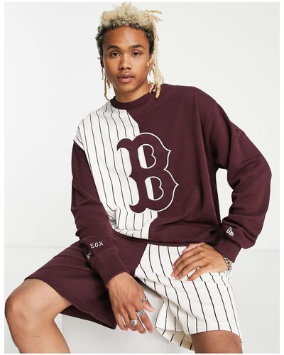 KTZ Boston Sox Pinstripe Splice Sweatshirt - Purple