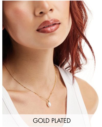 Accessorize Collar chapado en oro con perla z collection - Blanco