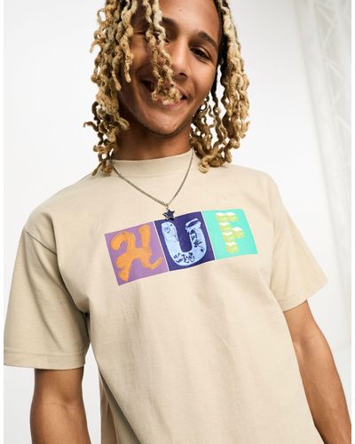 Huf Threemix - t-shirt a maniche corte beige con stampa sul petto - Neutro