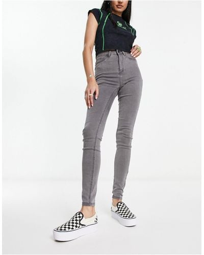 Noisy May Callie - jean skinny à taille haute - clair - Gris