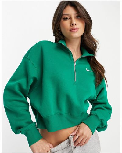 Nike Phoenix Fleece Cropped Quarter Zip Sweatshirt - Green