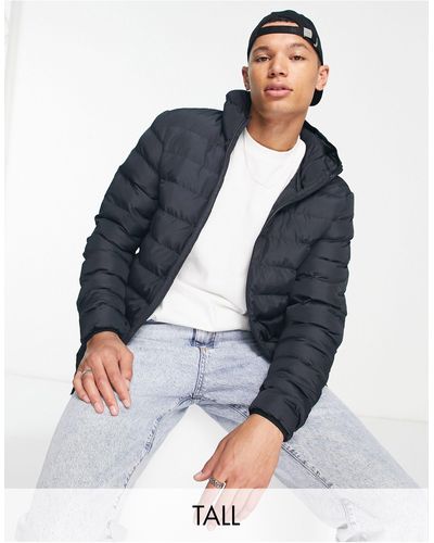 French Connection Tall Puffer Jacket With Hood - Blue