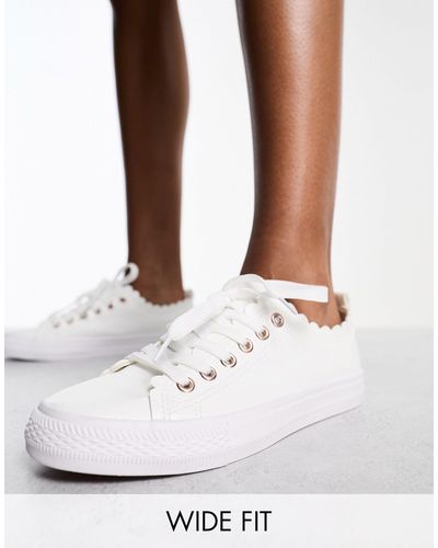 Yours Scalloped Edge Sneakers - White