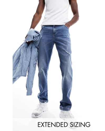 ASOS Jeans stretch slim lavaggio scuro con strappi - Blu