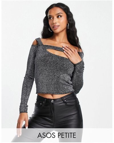 ASOS Asos Design Petite Knitted Top With Cut Out Detail - Black