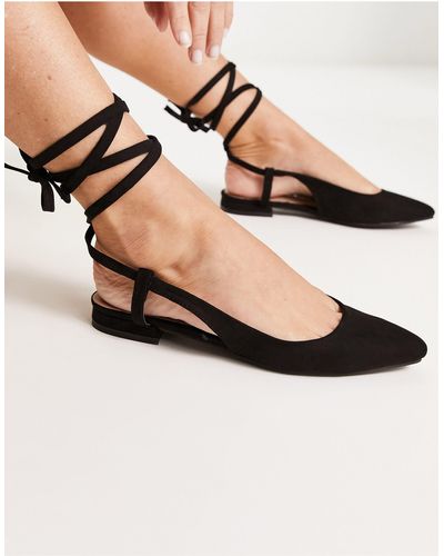 New Look Zapatos planos s con diseño anudado al tobillo - Negro