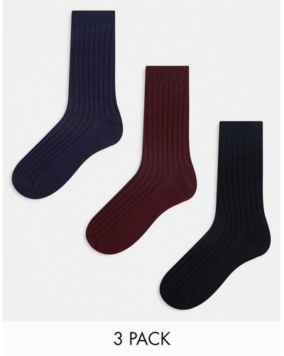 ASOS – 3er-pack gerippte knöchelhohe socken - Schwarz