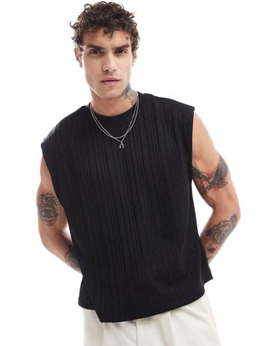 ASOS Relaxed Boxy Heavyweight Tank - Black