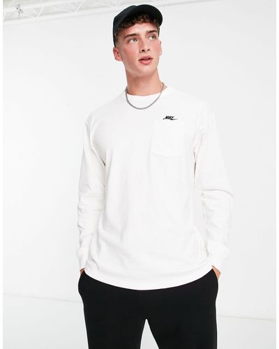 Nike Premium Essential Long Sleeve Pocket T-shirt - White