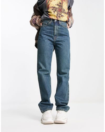 Weekday Rowe - Jeans Met Rechte Pijpen En Extra Hoge Taille - Blauw