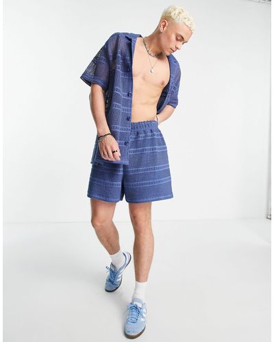 Reclaimed (vintage) Inspired – häkel-shorts - Blau