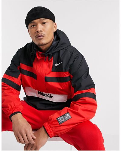 Nike Air Half-zip Overhead Woven Jacket - Red
