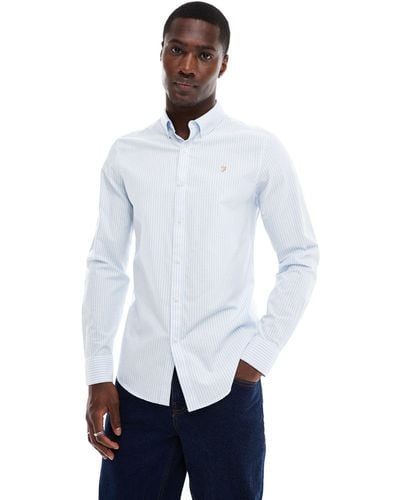 Farah Brewer Long Sleeve Stripe Shirt - White