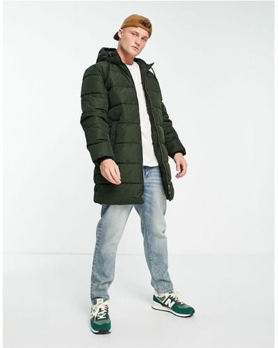 Only & Sons Longline Heavy Weight Puffer - Green