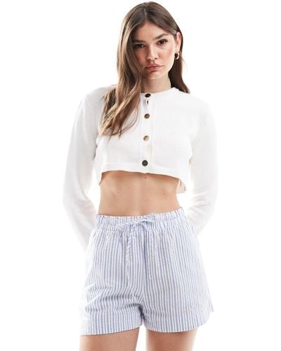 ASOS Cropped Cardi With Gold Buttons - White