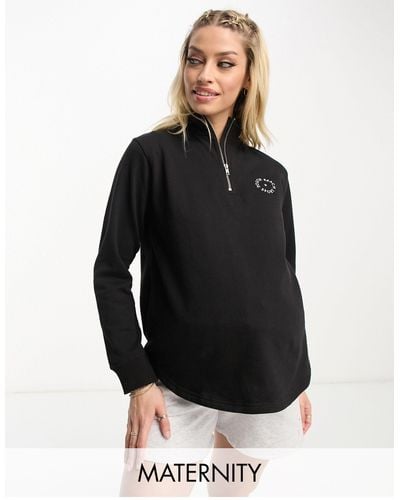 South Beach Maternity 1/4 Zip Sweatshirt - Black