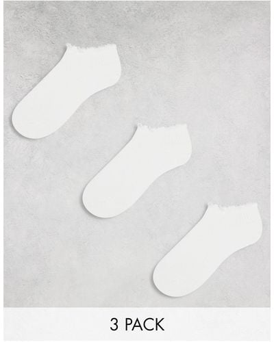 Monki 3 Pack Frill Footsie Socks - White