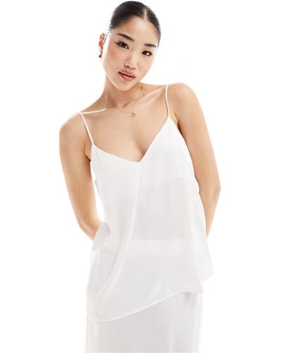 Vila Bridal Satin Cami Top Co-ord - White