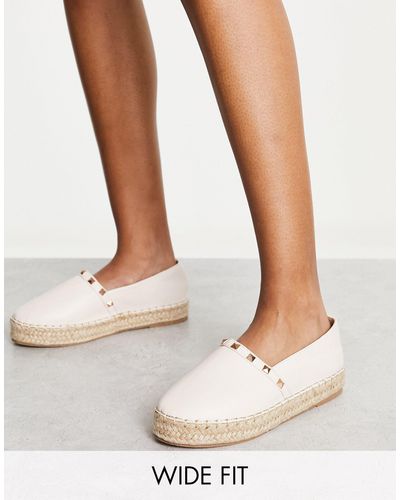 Truffle Collection Wide Fit Studded Espadrille Shoes - White