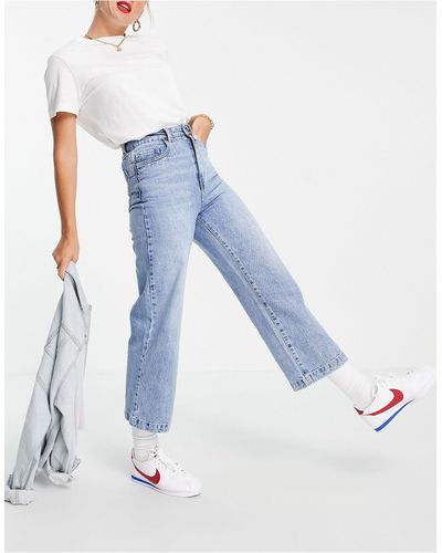 Vero Moda Cropped Jeans Met Wijde Pijpen - Blauw