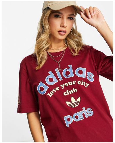 adidas Originals Paris - t-shirt con logo rosso