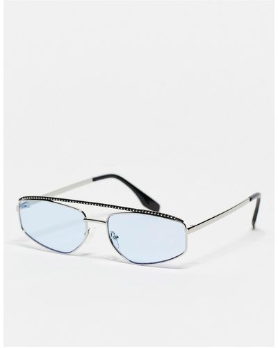 South Beach Smalle Aviator Zonnebril - Wit