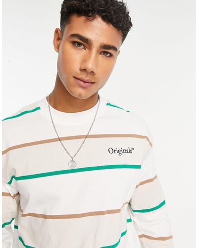 Jack & Jones Originals Long Sleeve Stripe T-shirt - White