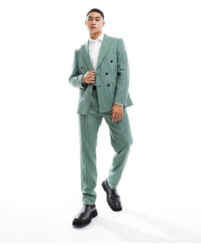 Twisted Tailor Morrison Check Suit Trousers - Green