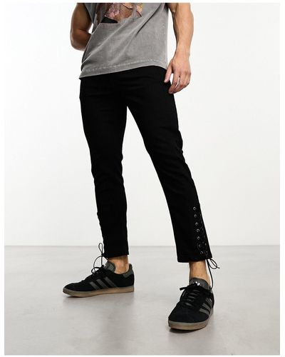 ASOS Skinny Jeans With Hem Ties - Black