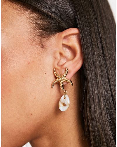 ASOS Drop Earrings With Seashell Design - Black