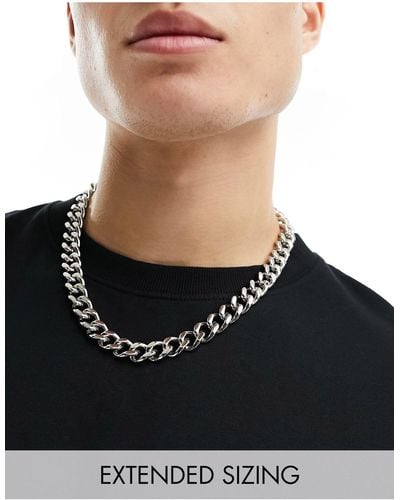 ASOS Waterproof Stainless Steel Short Chunky 13mm Neck Chain With Clasp - Black