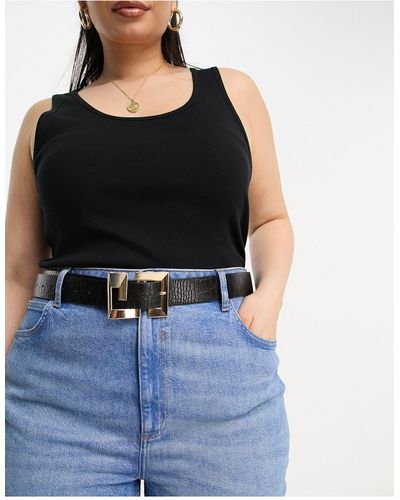 ASOS Asos Design Curve - Riem Met Krokodillenmotief En Spiraallogo - Blauw