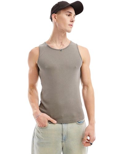 River Island Ribbed Vest - Grey