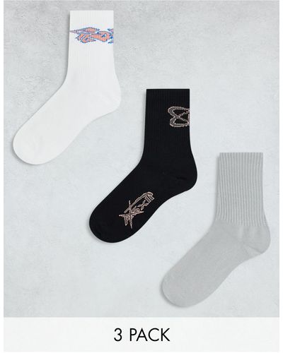 Weekday Sports Socks 3-pack With Gaming Graphics - White