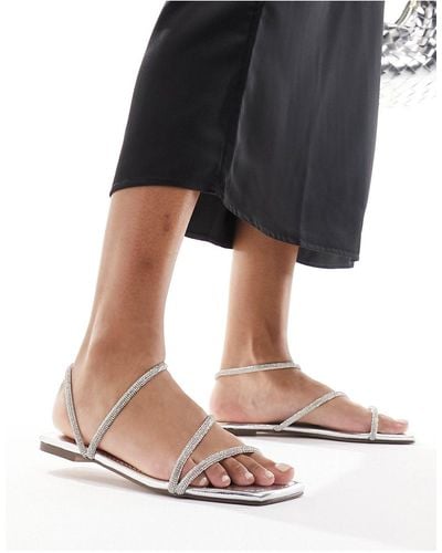 SIMMI Simmi london - alami - sandali bassi con fascette argentati con strass - Nero