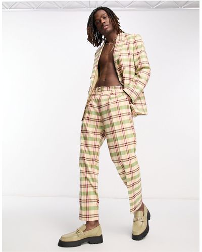 Viggo Alba Check Suit Trousers - Natural