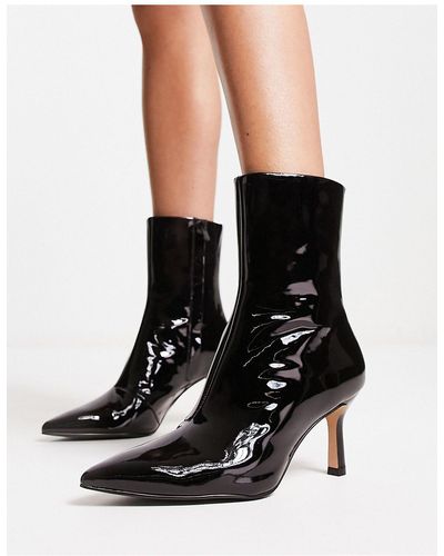 & Other Stories Patent Leather Pointed Toe Stiletto Boots - Black