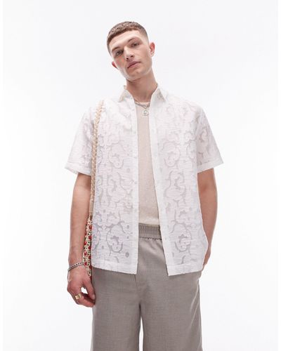 TOPMAN Short Sleeve Premium Burn Out Shirt - White