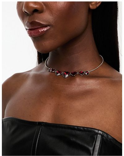 True Decadence Bejewelled Heart Necklace - Brown
