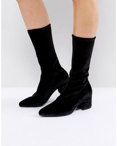Vagabond Shoemakers Mya Black Velvet Sock Boots