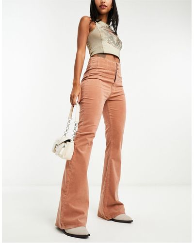 Free People Cord High Waist Flares - White