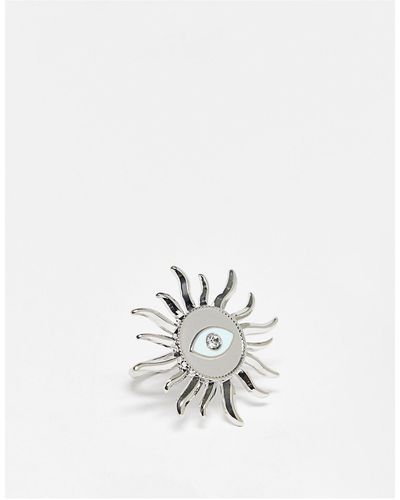 Reclaimed (vintage) Inspired - Uniseks Ring Met Opvallende Zon - Metallic