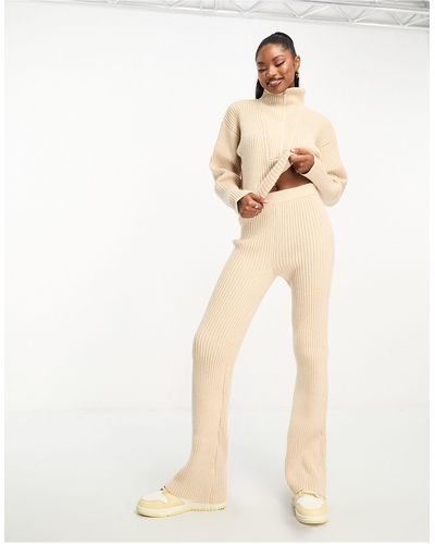 Aria Cove Knitted Flared Trouser Co-ord - Natural