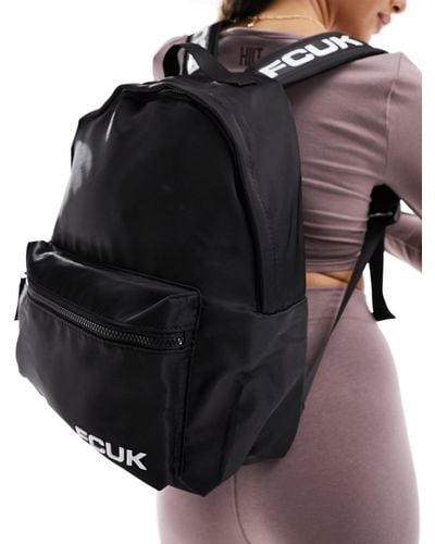 French Connection Fcuk Logo Strap Backpack - Black