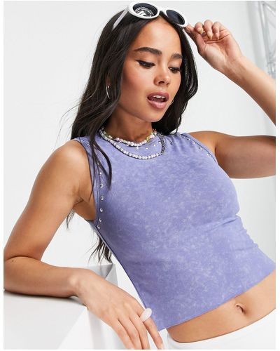 Collusion Cropped Studded Tank Top - Purple