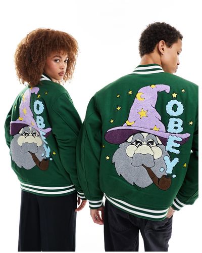 Obey Wizard - veste teddy unisexe - Vert