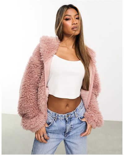 ASOS Super Fluffy Cropped Hoodie - Red