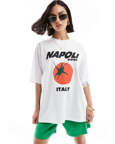 ASOS Oversized T-shirt With Napoli Tomato Graphic - White